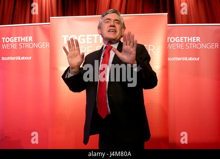 Ehemalige Prime Minster Gordon Brown anlässlich einer arbeitsrechtlichen Kampagne Veranstaltung im Teatro Adam Smith in Kirkcaldy. Stockfoto