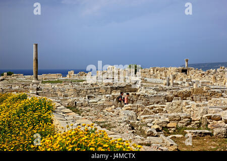Ruinen von einem frühen Christian Basilica an antiken Kourion, Bezirk von Lemessos (Limassol), Zypern Stockfoto