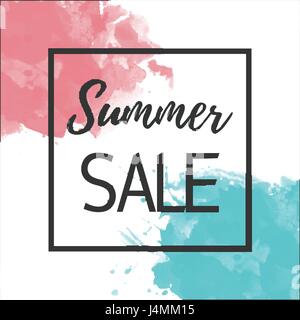 Summer-Sale Vektor Hintergrund für Banner, Poster, Flyer, Karte, Postkarte, Abdeckung, Broschüre der Inschrift Sommerschlussverkauf in einem schwarzen dünnen Rahmen auf einem weißen Stock Vektor