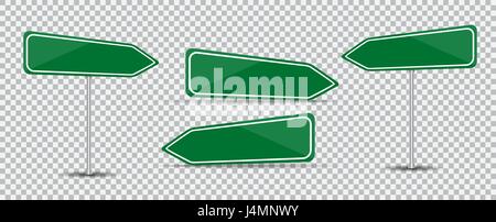 Straße Zeichen isoliert auf transparenten Hintergrund leer grüner Pfeil Verkehr. Vektor-Illustration. Stock Vektor