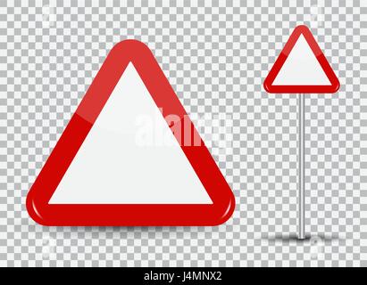 Warnung-Straßenschild auf transparenten Hintergrund rote Dreieck. Vektor-Illustration. Stock Vektor