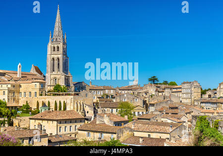 Stadtbild der Stadt Saint-Emilion, ein UNESCO-Weltkulturerbe in Frankreich Stockfoto