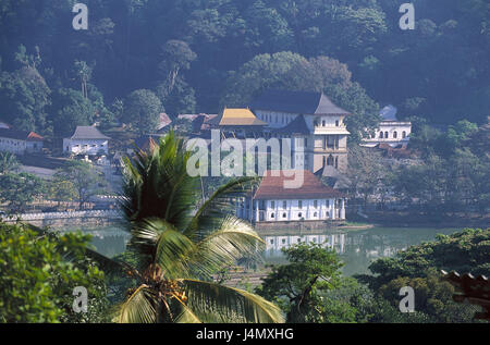 Kandy, Sri Lanka, Tempel des Heiligen Cog Dalada Maligawa Südasien, Insel, Insel, Provinz Central, Bezirkshauptstadt, Wahrzeichen, Ort von Interesse, Heiligtum, Tempel Anlage, Buddhismus, glauben, Religion, Tourismus, Pilgerzentrum, Zahn-Reliquie Buddhas, Tempel Dalada Maligava Stockfoto