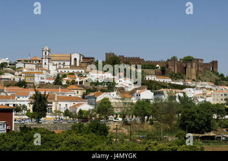 Stadtübersicht, Silves, Algarve, Portugal, Stockfoto