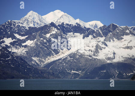 USA, Alaska, Glacier-Bay-Nationalpark, Mount Fairweather, Fairweather, Rang, Meer, Stockfoto