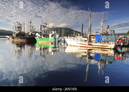 Kanada, British Columbia, Great Bear Rainforest, Prince Rupert, Hafen, Fischerboote, Meer, Stockfoto