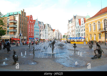 Deutschland, Mecklenburg-Vorpommern, Rostock, Kröpeliner Straße, Universitätsplatz, "gut von der Freude des Lebens", Stockfoto