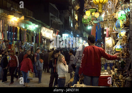 Ägypten, Kairo, Khan El-Khalili Souk, Abend, Stockfoto