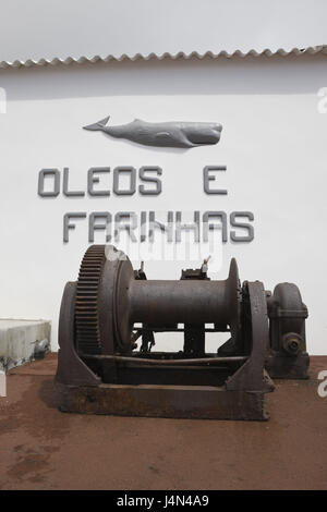 Portugal, Insel Pico, Lajes Th Pico, whaling Museum, draußen, Winde, Stockfoto