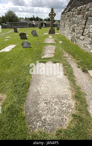 Irland, Leinster, Grafschaft Offaly, Clonmacnoise, Friedhof, Stockfoto