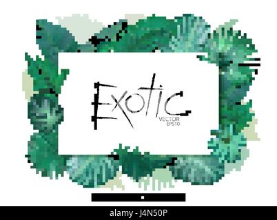 Sommer tropischen Hintergrund mit exotischen Palmen Blätter und Pflanzen. Banner-Vorlage, Vector floral Background. Stock Vektor