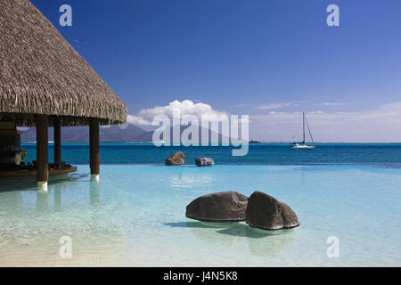 Französisch-Polynesien, Tahiti, Tahiti Nui Island, Papete, Intercontinental Resort, Pool Anlage, Meerblick, Stahlwerk, Stockfoto