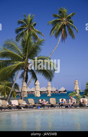 Französisch-Polynesien, Tahiti, Tahiti Nui Island, Papete, Intercontinental Resort, Pool Anlage, Badegäste, Stockfoto
