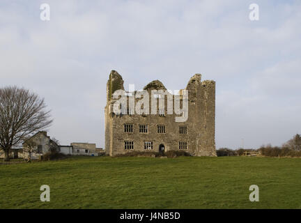 Irland, Westküste, Burren, Leamanagh Burg, Stockfoto