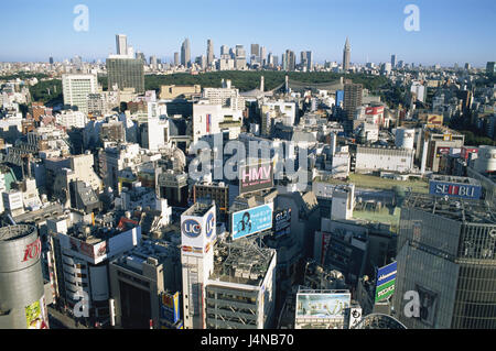 Japan, Honshu, Tokio, Blick auf die Stadt, Skyline, Asien, Stadt, Stadt, Teil der Stadt, Gebäude, Architektur, Hochhäuser, Werbeschilder, Werbung Schilder Stockfoto
