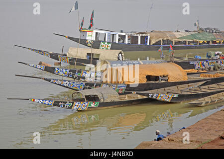 West-Afrika, Mali, Niger-Binnendelta, Stadt Mopti flux Bani, Hafen, Stiefel, Stockfoto