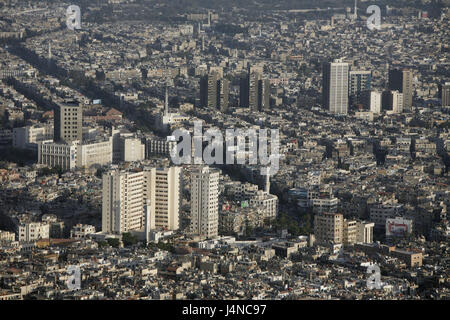 Blick auf Syrien, Damaskus, die Stadt, hohe steigt, Neustadt, Innenstadt, Innenstadt, Übersicht, Urbanität, Architektur, Wohnhäuser, eng, nah, City, Weihrauchstrasse Stockfoto