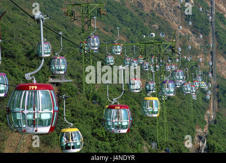 China, Hong Kong, Hong Kong Island, Shum Shui, Ocean Park, Seilbahn, Asien, Stadt, Stadt, Weltstadt, Metropole, Küste, Landschaft, Küstenlandschaft, Halbinsel, Berge, Kirmes, Vergnügungspark, Ozeanarium, Tourismus, Freizeit, Sehenswürdigkeit, Mittel der Gondeln, Seil Schwebebahn, Transport, Personentransport, hell, große Zahl Stockfoto