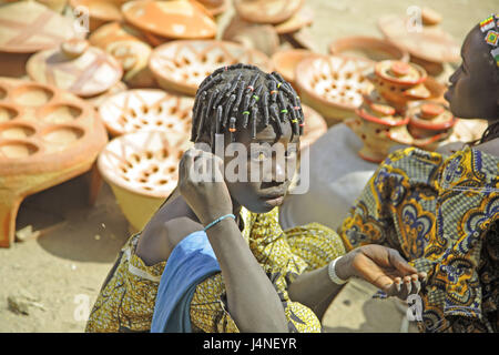 West-Afrika, Mali, Niger-Binnendelta, Djenné, Markt, Person, Stockfoto