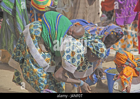 West-Afrika, Mali, Niger-Binnendelta, Djenné, Markt, Person, Stockfoto