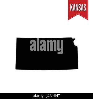 Karte von Kansas auf weißem Hintergrund, Vektor-illustration Stock Vektor
