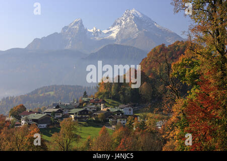 Deutschland, Oberbayern, Berchtesgadener Land, Berchtesgadener Alpen, Watzmann, Berchtesgaden, Herbst, Stockfoto