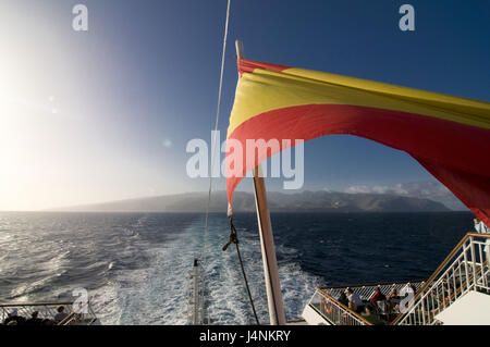Spanien, die Kanaren, Atlantik, Fähre, Nationalflagge, Detail, Stockfoto