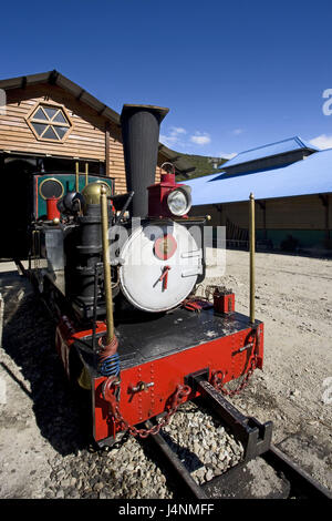 Argentinien, Feuerland, station "Fin del Mundo", Eisenbahn, Lokomotive, Stockfoto