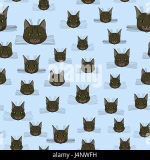 abstraktes Vektor doodle Katze Gesicht nahtlose Muster Stock Vektor