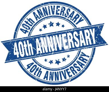 40. Jahrestag Runde Grunge Band Stempel Stock Vektor