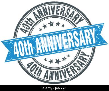 40. Jahrestag Runde Grunge Band Stempel Stock Vektor