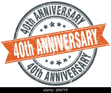 40. Jahrestag Runde Grunge Band Stempel Stock Vektor