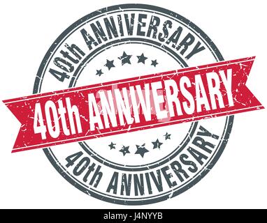 40. Jahrestag Runde Grunge Band Stempel Stock Vektor