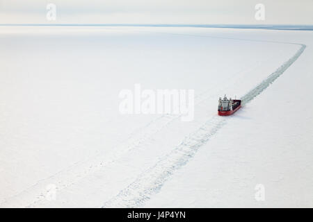 Icebreaker am Jenissei, Ansicht von oben Stockfoto