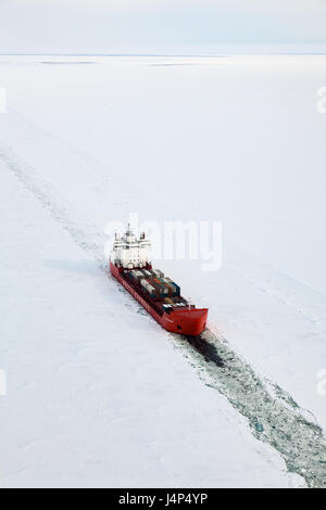 Icebreaker am Jenissei, Ansicht von oben Stockfoto