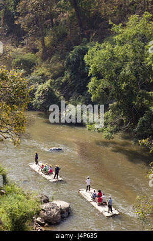 Thailand, Chiang Mai, Maetang Fluss, Flöße, Touristen, Stockfoto