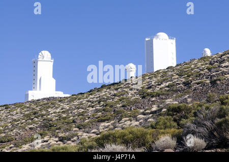 Spanien, die Kanaren, Teneriffa, bundesweit Park el Teide, Landschaft, Spitzer Space Telescope Forschungsstation, Stockfoto