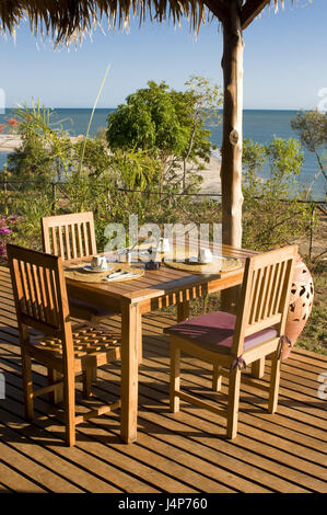 Madagaskar, Mahajanga, Antsanitia Beach Resort, Restaurant, Stockfoto