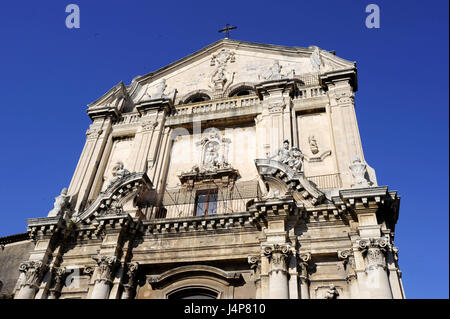 Italien, Insel Sizilien, Catania, via Crociferi, Kirche San Benedetto, Fassade, Detail, Stockfoto