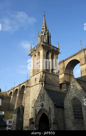 Frankreich, Bretagne, Morlaix, Saint-Melaine, Kirche, Viadukt, Detail, Stockfoto