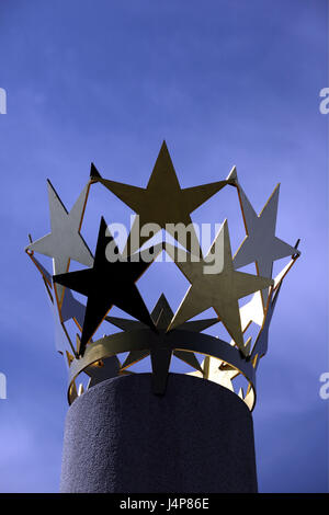 Litauen, Region Vilnius, Skulptur, Zentrum von Europa, Detail, Himmel, Stockfoto