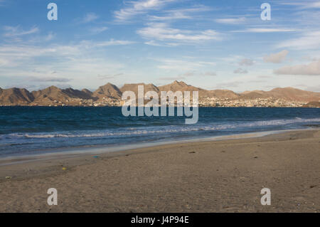 San Vincente, Strand, Meer, Blick Richtung Mindelo, Kapverden, Stockfoto