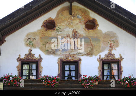 Lüftlmalerei, Hausfassade, oberen Ammer Region, Deutschland, Stockfoto