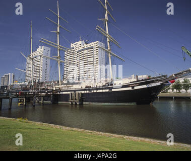 Deutschland, Bremerhaven, deutsche Navigation Museum, Museumsschiff "Seute Deern", Columbus Center, Hafen, Schiff, Segelschiff, alt, historisch, Abfahrten, Geschichte, Museum, Sehenswürdigkeit, draußen, Gebäude, Hochhaus, Columbus Center, Stockfoto