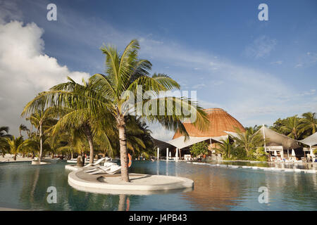 Schwimmbad von den Malediven Insel Kandooma, den Malediven, mal im Süden Atoll, Stockfoto