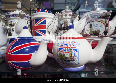 Großbritannien, England, London, Souvenirs, Teekannen, Detail, Stockfoto