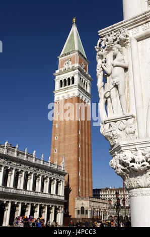 Italien, Veneto, Venedig, Markusplatz, Dogenpalast, Campanile, Stockfoto