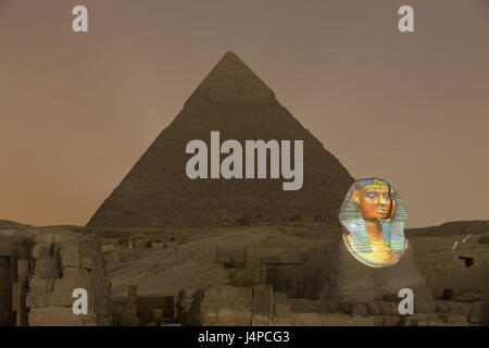 Licht-Show in den Pyramiden von Gizeh, Ägypten, Kairo, Stockfoto