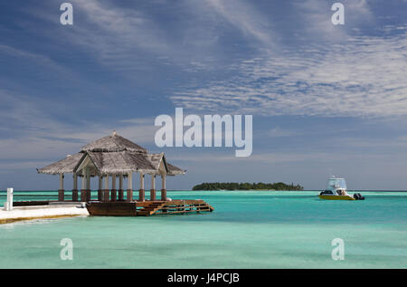 Lagune von den Malediven Insel Kandooma, den Malediven, mal im Süden Atoll, Stockfoto