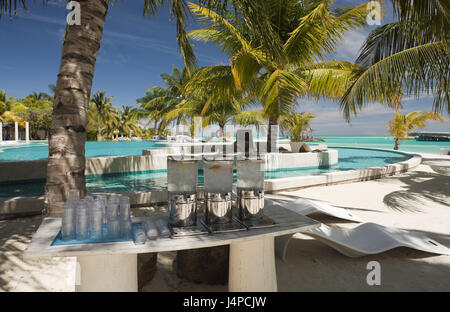 Schwimmbad von den Malediven Insel Kandooma, den Malediven, mal im Süden Atoll, Stockfoto